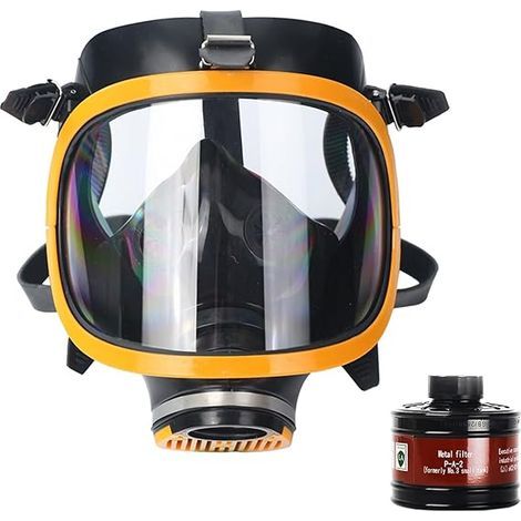 Masque respiratoire à gaz plein réutilisable pour vapeurs organiques et inorganiques, gaz acides, ammoniaque, fumigation, peinture Protection du visage, filtre en laiton (1/5)