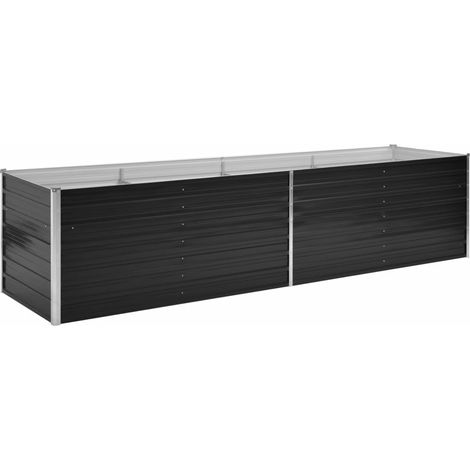 Fioriera rialzata per piante e fiori da giardino 320 x 80 x 77 cm acciaio zincato antracite 020001146