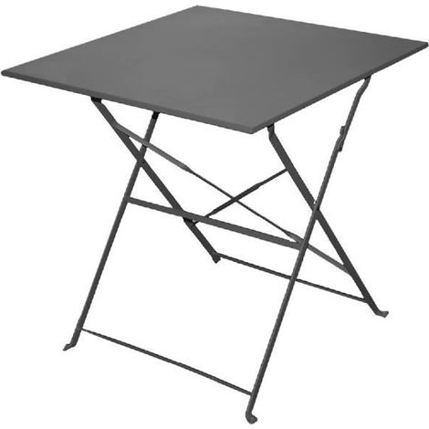 Table de jardin - JUANIO - Modèle standard - Carrée 70x70 cm - Métal gris anthracite - Hauteur 51 cm (1/3)