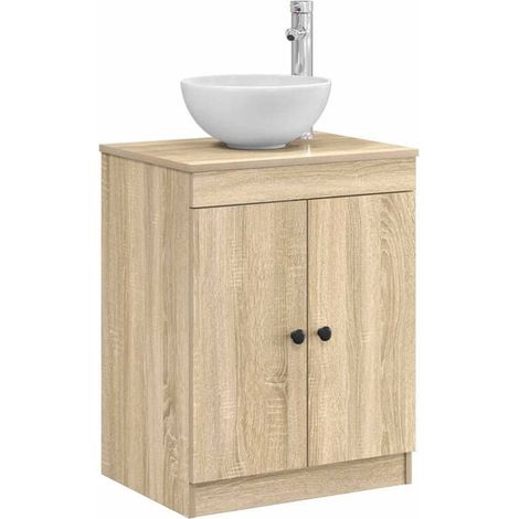 Meuble de Salle de Bain avec Lavabo, Couleur Chêne Sonoma, 54 x 41 x 70 cm, Rangement Moderne et Compact pour WC ou Salle d'Eau (1/5)