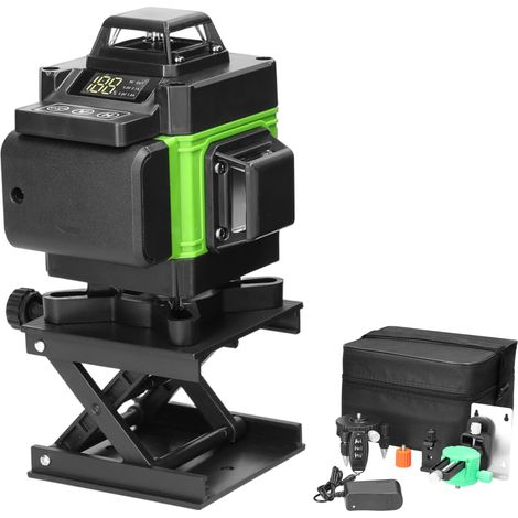 Niveau Laser 4D 16 lignes 3 °, Machine auto-nivelante, outil de nivellement Rechargeable par USB, avec support de trépied de barre d'extension, Vert, prise UE (1/5)
