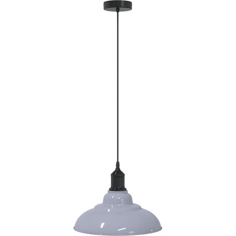 Lampe suspendue réglable hauteur E27 gris brillant Ø 31cm métal CFW230992 (1/5)
