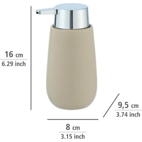 Distributeur Savon Liquide - Céramique - 9,5 x 16 x 8 cm - 320 ml - Beige Mat (1/4)