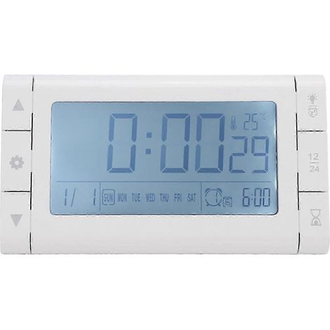 Réveil numérique, grand écran, alimenté par piles, 3 alarmes, fonction snooze, affichage de la date, du jour de la semaine et de la température, horloge électronique LED, version 0125 (1/4)