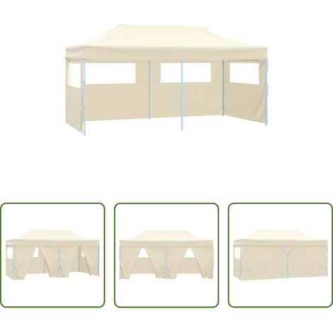 vidaXL Tente pliante - Tente de réception pliable avec 4 parois 3x6 m Acier Crème (1/5)