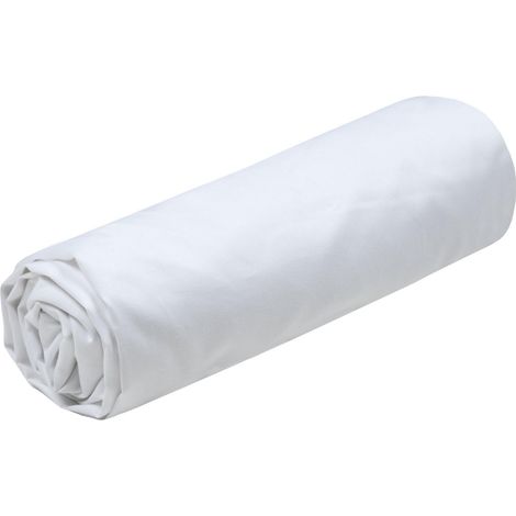 Drap Housse Taille 90x190 cm Grand Bonnet 30 cm Percale de Coton 100% Coton Couleur Blanc Modèle Elysée Linge de lit pour Maison Doux et Confortable (1/5)