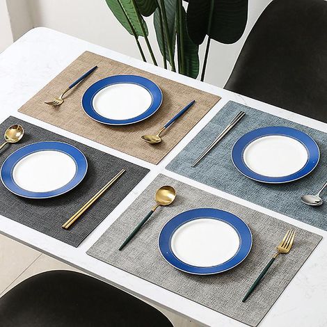 Lot De 4 ,43 30 Cm ,set De Table En Cuir Pu Sets De Table Et Dessous De Verre En Silicone Lavables, Rsistants La Chaleur 232.2 C, Antidrapant (1/5)