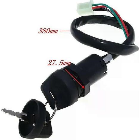 Faisceau de câblage universel monobloc pour contacteur d'allumage de voiture et moto, clé de contact, interrupteur de démarrage, clé de verrouillage, compatible avec les roues de quad, kart et scooter (1/5)