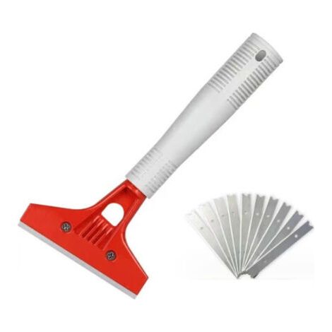 Grattoir pour Plaque avec 10 Lames Métalliques, Outils de Nettoyage des Sols en Carreaux de Verre (1/5)