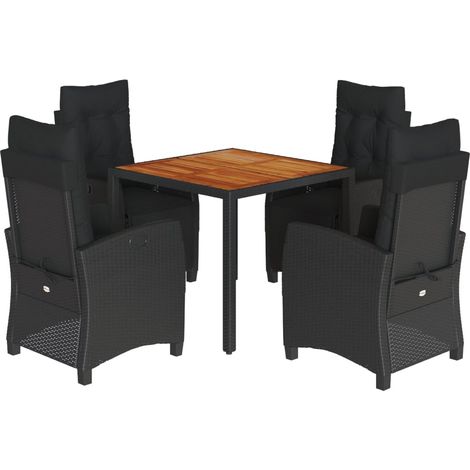 Maison Exclusive - 5-tlg. Garten-Essgruppe mit Kissen Schwarz Pol