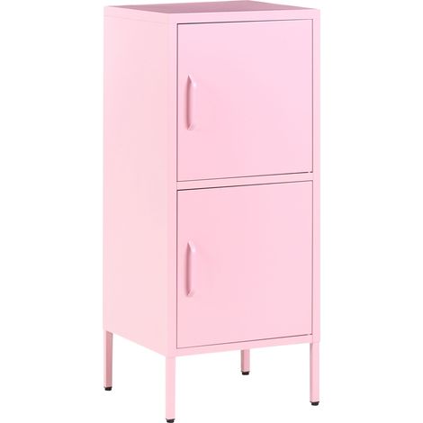 Mobile da ufficio in metallo a 2 ante con 4 ripiani rosa Huron