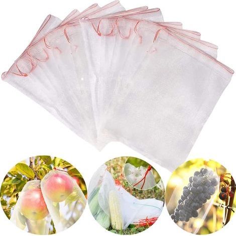 50 Pièces Sac de Protection de Fruits de Raisins, Sac en Organza des Fruits Réutilisables Sacs en Maille Filet avec Cordon de Serrage Sacs de Rangement pour Fruits Légumes (30 x 20 cm) (1/5)
