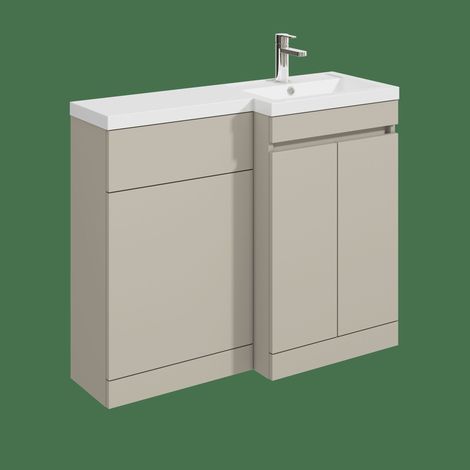 Balterley Tean 1000mm Floor Standing Compact Unit with Right Hand Polymarble Basin - Pebble Grey