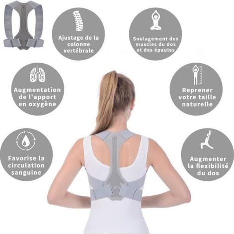 Correcteur de Posture Adulte Adolescent Protège de Dos Réglable pour Cyphose,Colonne Vertébrale,Soulager Douleurs Dorsales Épaules (1/4)