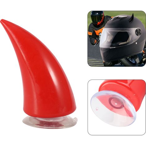 Casque de moto rouge avec cornes de diable et ventouses décoratives (1/5)