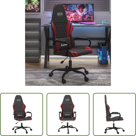 vidaXL Gamingstuhl Schwarz Weinrot - Gaming-Stuhl Schwarz und Weinrot Kunstleder (1/5)