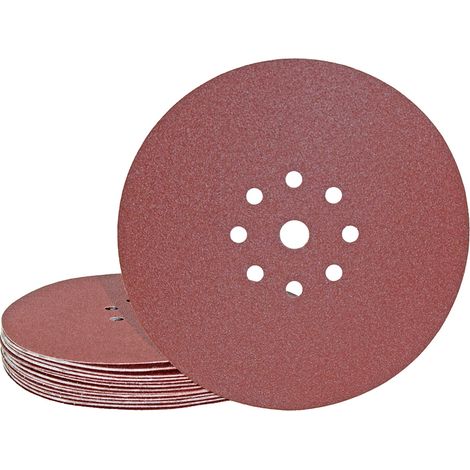 MioTools Fox Disques abrasifs auto-agrippants, 225 mm, 9 trous, p. Ponceuses à plâtre, Corindon normal (Lot de 10) G36