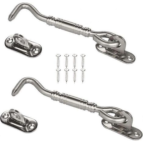 Crochet de cabine, lot de 2 verrous de sécurité en acier inoxydable de 15 cm (6 pouces) pour porte ou fenêtre, couleur argent (1/4)