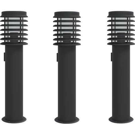 Lámparas de suelo exterior con enchufe 3 uds acero negro 60 cm vidaXL (1/5)
