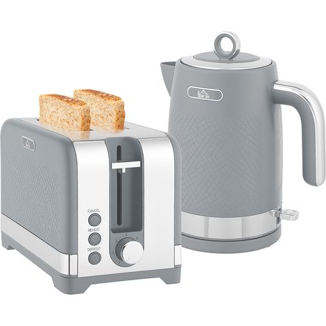 Sleek Textured Kettle Toaster Set - Grey (1/5)
