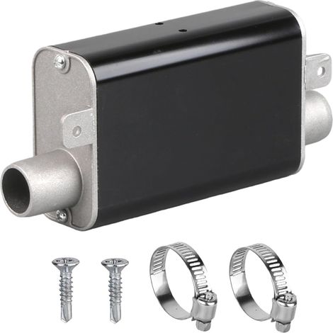 Silencieux Echappement Voiture Noir Universel 24mm,Silencieux Chauffage Diesel en Acier Inoxydable pour Systèmes d'Échappement de Voiture,avec Clips et Vis