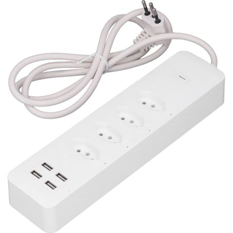 Intelligente Steckdosenleiste für Tuya WiFi mit Überspannungsschutz (2500 W), 4 einzeln steuerbaren Steckdosen und 4 USB-Anschlüssen (10 A, 250 V, brasilianischer Stecker). (1/5)