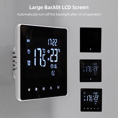 Elektrischer Heizungsthermostat 0–99 °C, 16.000 mA, LCD-Touchscreen, Thermostatregler für Fußbodenheizung 16 A, elektrisches Heizkabel (1/2)