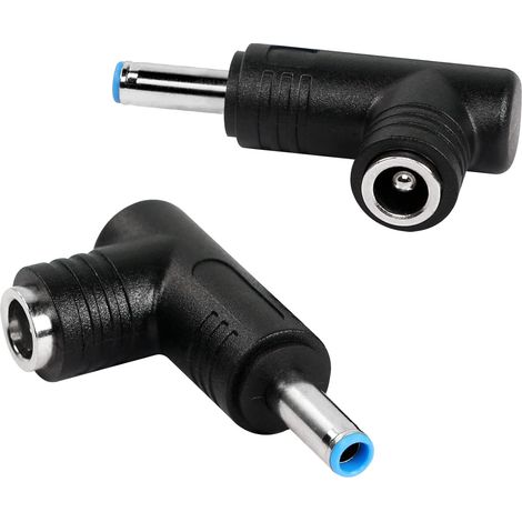 Adaptateur d'alimentation CC, Adaptateur CC à Angle de 90 degrés Prise mâle 4,5 mm x 3,0 mm vers Prise Femelle 5,5 mm x 2,5 mm Convertisseur de coupleur pour Ordinateur Portable (2 pièces) (1/5)