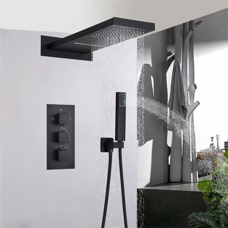 Moderne Duschsets für das Badezimmer, wandmontierte Duschsets und Thermostat-Armaturensets (Silber)