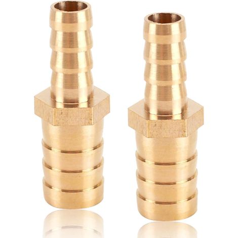 Lot de 2 raccords de tuyau en laiton de 14 mm x 10 mm avec barbelée  Raccord de tuyau à ardillon - Adaptateur de tuyau droit pour conduite d'eau et d'huile (1/5)