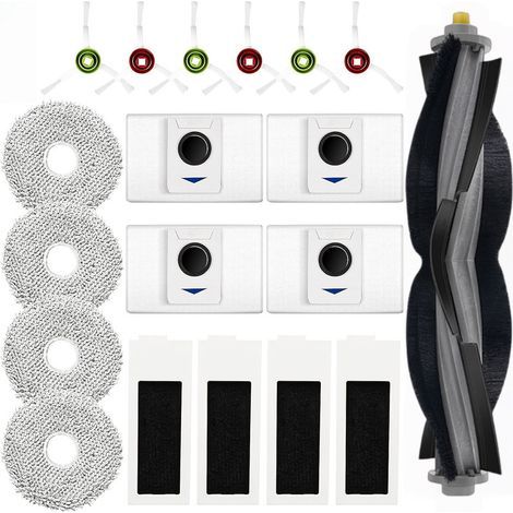Zubehör – 19-teilig – Für Ecovacs Deebot T20 Omni / T20 Max / T20 Pro Saugroboter – 1 Hauptbürste, 4 Reinigungspads, 4 HEPA-Filter, 4 Staubbeutel, 6 Seitenbürsten – K (1/5)