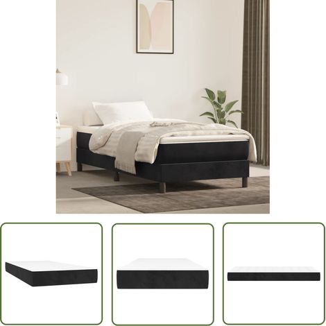 The Living Store Matelas de lit à ressorts ensachés Noir 100x200x20 cm Velours - Matelas - Matelas À Ressorts Ensachés - Matelas Velours - Matelas Double - Literie (1/5)