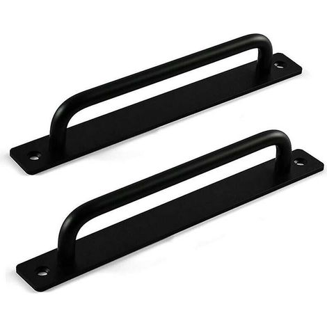 Poignee Portail Exterieur, Poignée de Porte Coulissante, Poignée de porte de Grange, Poignée de Porte de Quincaillerie pour Porte en Bois (2 Pièces, Noir, 7.08 x 1,41 x 0,98 Pouces) (1/5)