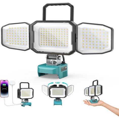 150W Lampe Led Rechargeable Compatible avec 18V(Sans Batterie) Lampe de Travail LED 15000 LM 6500K Blanc Jour Type-C/USB Rotation 360° 2 Modes pour Plein Air Chantiers (1/5)