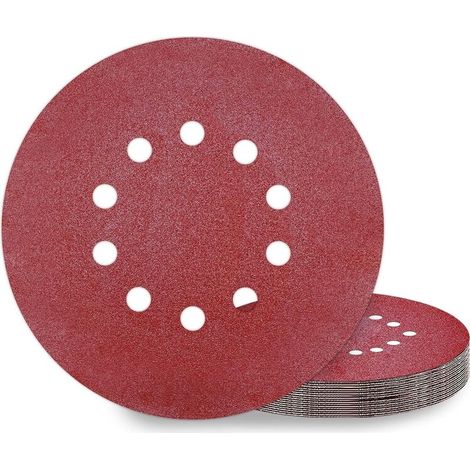 Disques de Ponçage 225 mm 10 Pièces Grain P80 10 Trous Disques Abrasifs 225 mm Ronds Papier Abrasif for Ponceuse pour Cloisons Sèches Ponceuse Girafe (1/5)