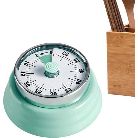 Timer meccanico a carica manuale - Conto alla rovescia - Cucina - Allarme sonoro da 75 dB - 60 minuti - Verde (1/5)