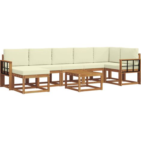 Outdoor-Sofagarnitur 8 stk. Natur und Creme vidaXL (1/5)