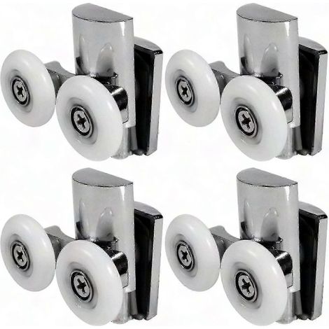 4 Duschkabinentürrollen, 23 mm verstärkte Zinklegierungs-Gleitrollen für flache Schiebetüren (1/4)