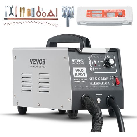 VEVOR Tire Clou Carrosserie 1,8 kW Kit Poste de Debosselage Soudeuse par Points avec Soudage Automatique Manuel 7 Modes Outil de Reparation de Bosses Carrosserie pour Debosselage de Voitures Camions