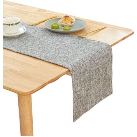 Chemin de table printemps moderne, imperméable, chemin de table imperméable, aspect lin, gris, chemin de table pour l'intérieur, fête, décoration de vacances (30 x 160 cm)