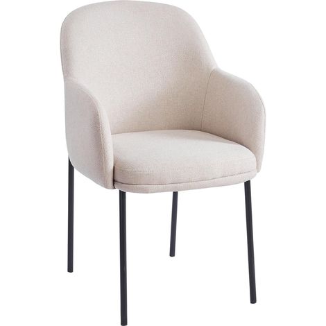 Lot de 8 chaises modernes matelassées Inaya Métal Noir et Tissu Beige (1/5)