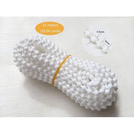 AIDUCHO 10 metros de cadena para persianas con 10 conectores, cordón de cadena con cuentas, cordón para persianas enrollables venecianas verticales, repuestos, accesorios de reparación (blanco) (1/4)