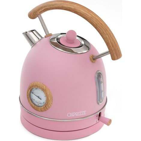 Bollitore d'acqua Caprizze Nara 2200 W in acciaio inox con termometro integrato capacitá 1.8 L rosa opaco e effetto legno (1/5)