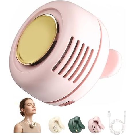 Mini ventilatore portatile e silenzioso senza pale, con clip, 3 velocità del vento, design silenzioso, ventilatore a vortice da vita a mani libere, ricarica USB, adatto per uso esterno. (1/4)