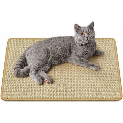 Cat Scratching Mat, Natural Sisal Woven Rope Cat Scratching Mat, Non-Slip, Practical Claw Care Toy, Cat Mat to Protect Carpets and Sofas, 40x60cm, Brown
