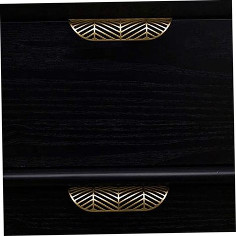 Tiradores para armarios con forma de hoja de oro, 4 piezas, tiradores de latón para muebles, tiradores de cobre para puertas de cocina. (1/3)