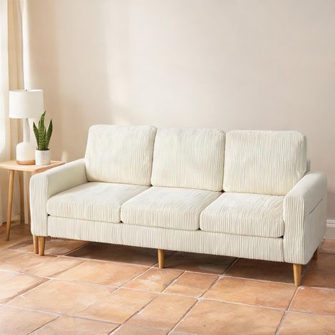 Canapé beige en velours côtelé 100 polyester 192 x 80 x 84,5 cm (1/5)