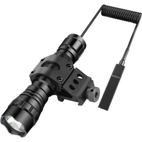 Torcia tattica a LED da 1200 lumen - Impermeabile, ricaricabile, con interruttore e cinturino da polso, ideale per la caccia e il campeggio