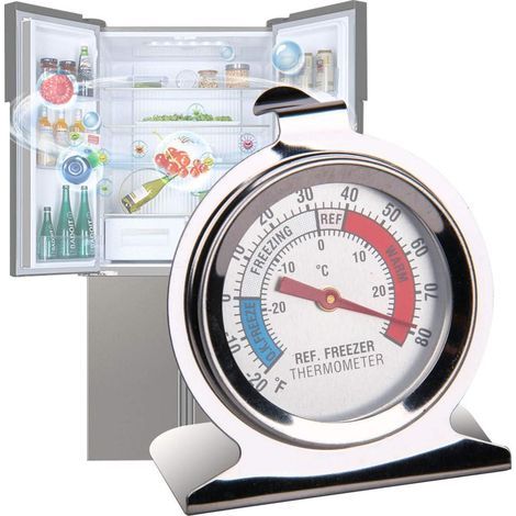 Kühlthermometer 1 Stück Kühlschrankthermometer Gefrierthermometer Edelstahl Klein mit Aufhängehaken und Ständer kühlschrank thermometer (1/5)