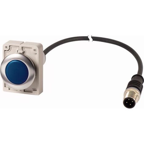 Voyant lumineux RMQ Compact Flat blue 24 V AC/DC cable (noire) avec connecteur M12A 4-pole 1 m EATON C30C-FL-B-24-P5